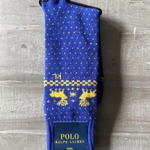 POLO RALPH LAUREN  Mens Royal Blue Wool Blend Boot Socks One Pair Sz 10-13 NWT